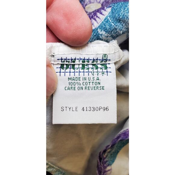 Vintage Guess Size L Hawaiian Button Up Shirt Camp Made In USA Cotton Summer C26 - Picture 6 of 8